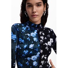 DESIGUAL DESIGUAL 26E TOP MESH OSLO FLEURS BLEU/NOIR