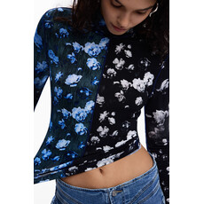 DESIGUAL DESIGUAL 26E TOP MESH OSLO FLEURS BLEU/NOIR