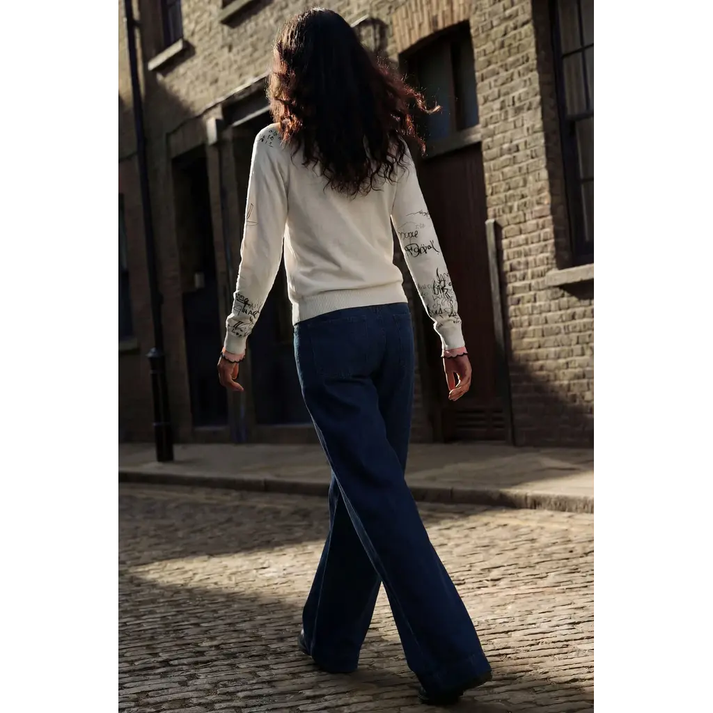 DESIGUAL DESIGUAL 26E TOP MARQUETTE CALLIGRAPHIE CREME