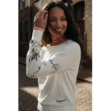 DESIGUAL DESIGUAL 26E TOP MARQUETTE CALLIGRAPHIE CREME