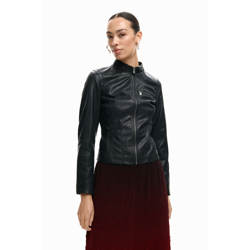 DESIGUAL DESIGUAL 26E JACKET DANNY FAUX CUIR ZIPS NOIR