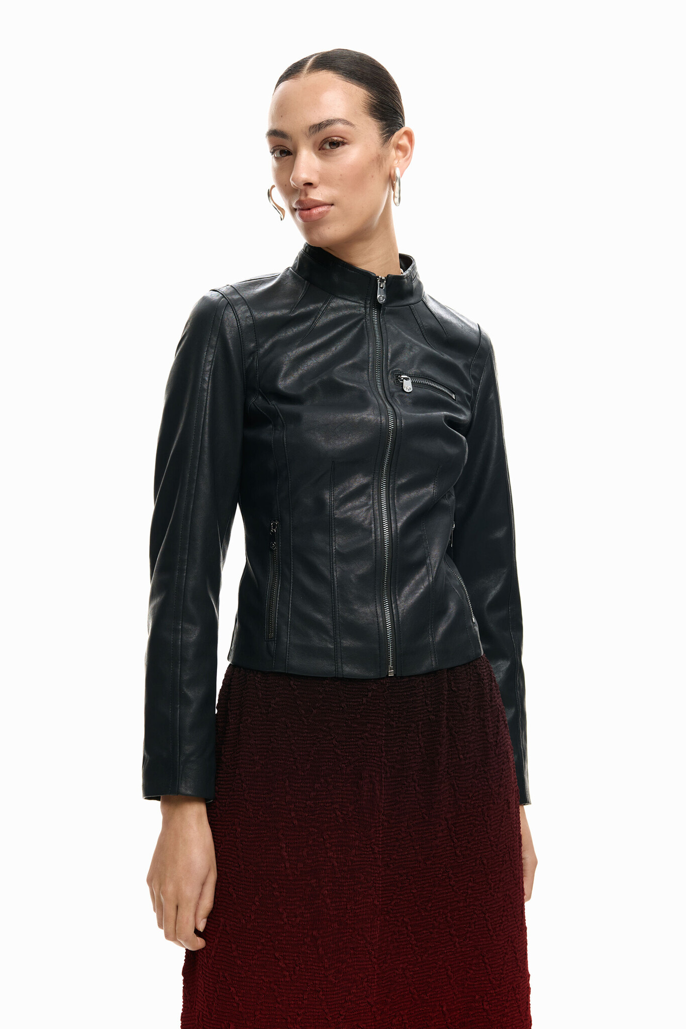 DESIGUAL 26E JACKET DANNY FAUX CUIR ZIPS NOIR