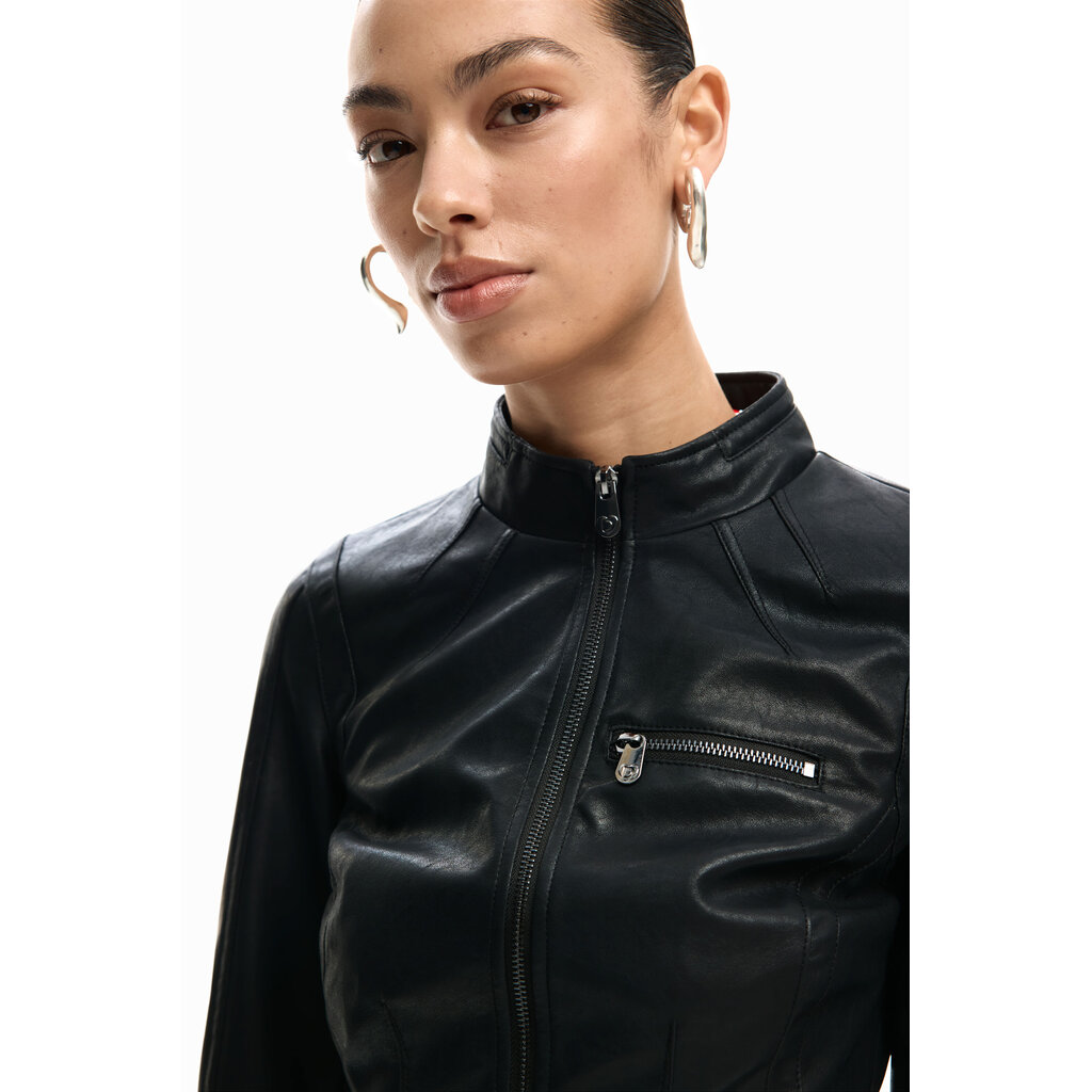 DESIGUAL DESIGUAL 26E JACKET DANNY FAUX CUIR ZIPS NOIR