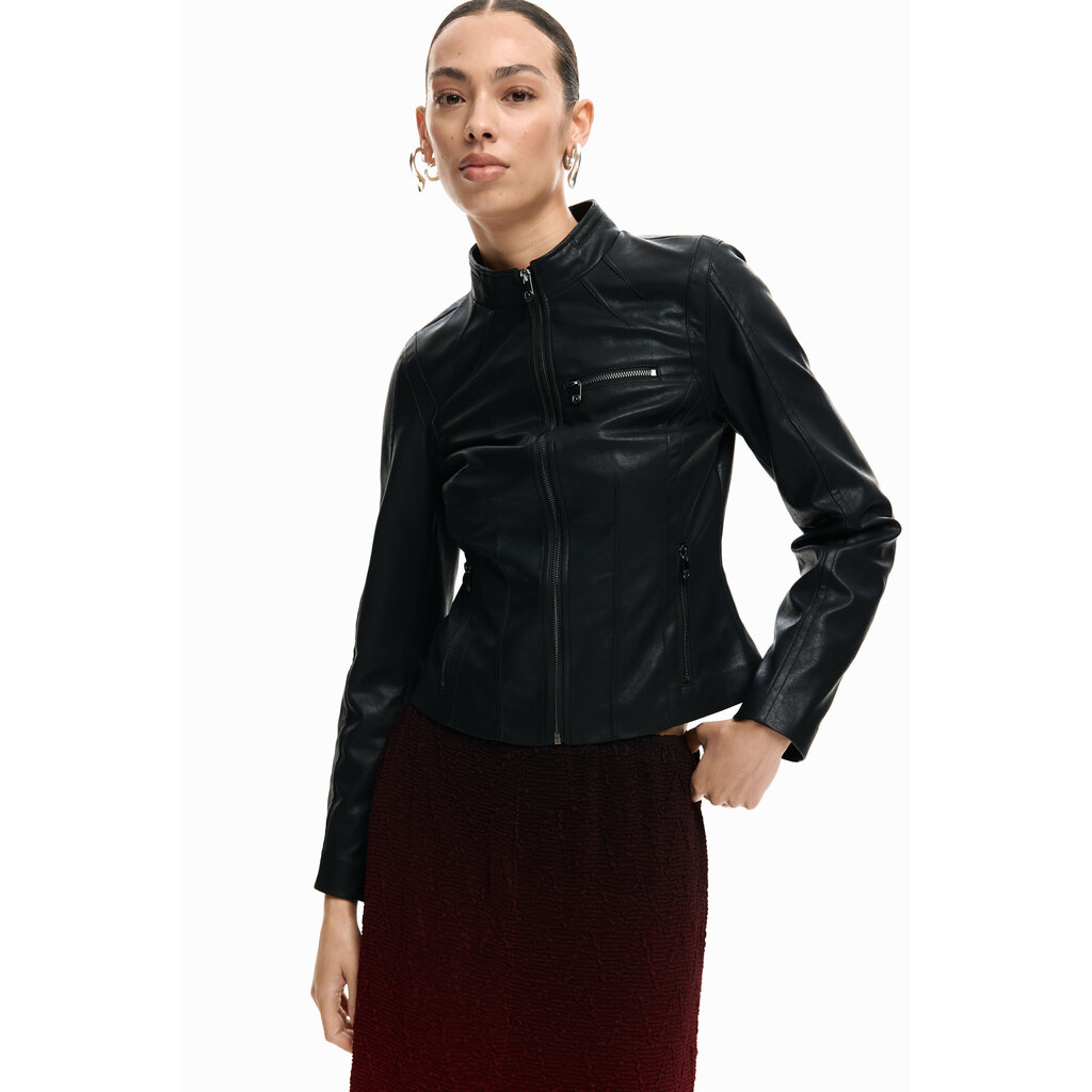 DESIGUAL DESIGUAL 26E JACKET DANNY FAUX CUIR ZIPS NOIR