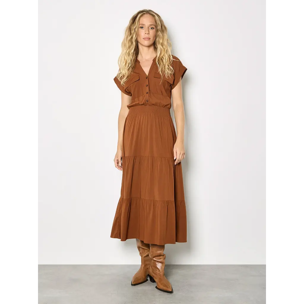 APRICOT APRICOT 26E ROBE LONGUE CINTREE BOUTONS ROUILLE