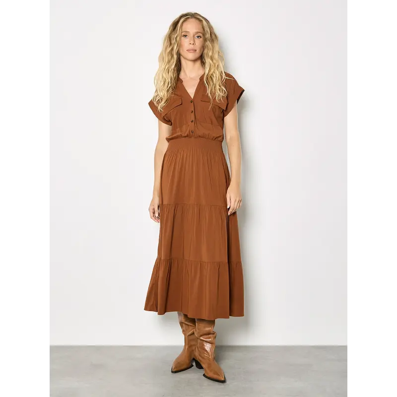 APRICOT APRICOT 26E ROBE LONGUE CINTREE BOUTONS ROUILLE