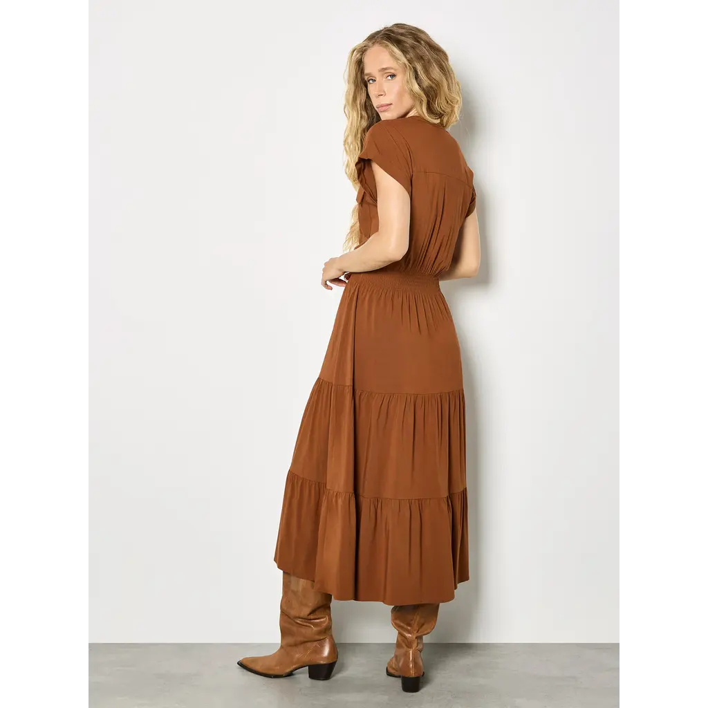 APRICOT APRICOT 26E ROBE LONGUE CINTREE BOUTONS ROUILLE