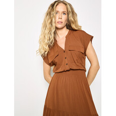 APRICOT APRICOT 26E ROBE LONGUE CINTREE BOUTONS ROUILLE