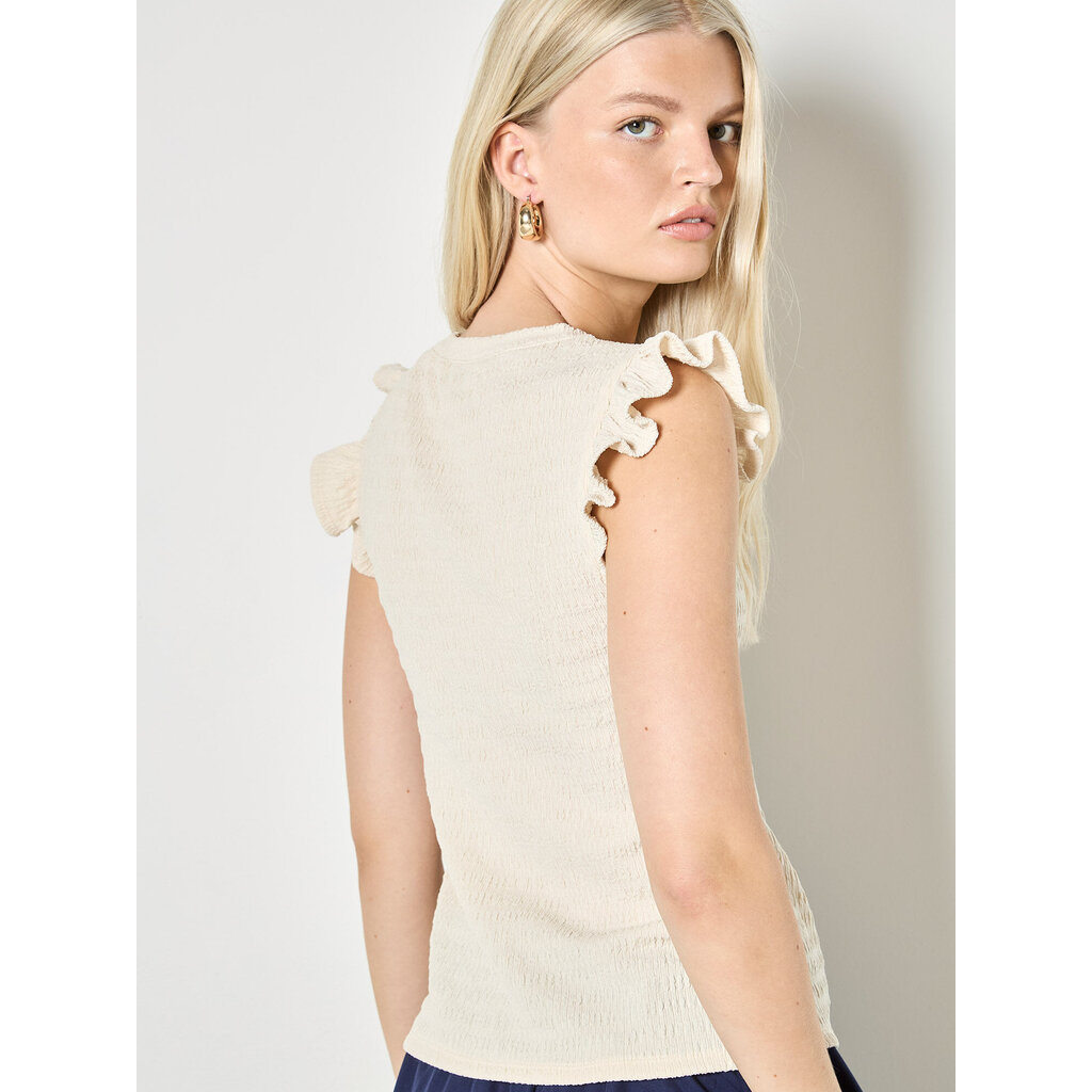 APRICOT APRICOT 26E TOP SANS MANCHE VOLANTS IVOIRE