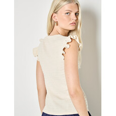 APRICOT APRICOT 26E TOP SANS MANCHE VOLANTS IVOIRE