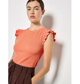 APRICOT APRICOT 26E TOP SANS MANCHE VOLANTS CORAIL