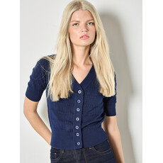 APRICOT APRICOT 26E VESTE CROP AJOUREE MARINE