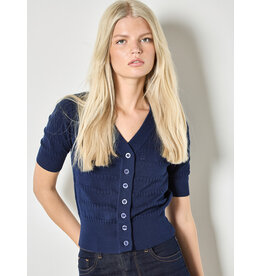 APRICOT APRICOT 26E VESTE CROP AJOUREE MARINE