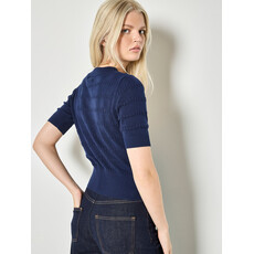 APRICOT APRICOT 26E VESTE CROP AJOUREE MARINE