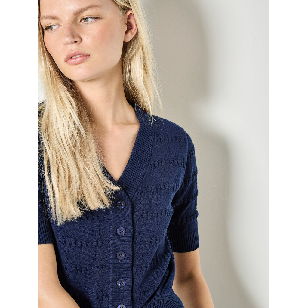 APRICOT APRICOT 26E VESTE CROP AJOUREE MARINE