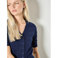 APRICOT APRICOT 26E VESTE CROP AJOUREE MARINE