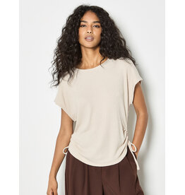 APRICOT APRICOT 26E TOP MANCHE COURTE GAUFRE CORDONS IVOIRE