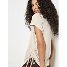 APRICOT APRICOT 26E TOP MANCHE COURTE GAUFRE CORDONS IVOIRE