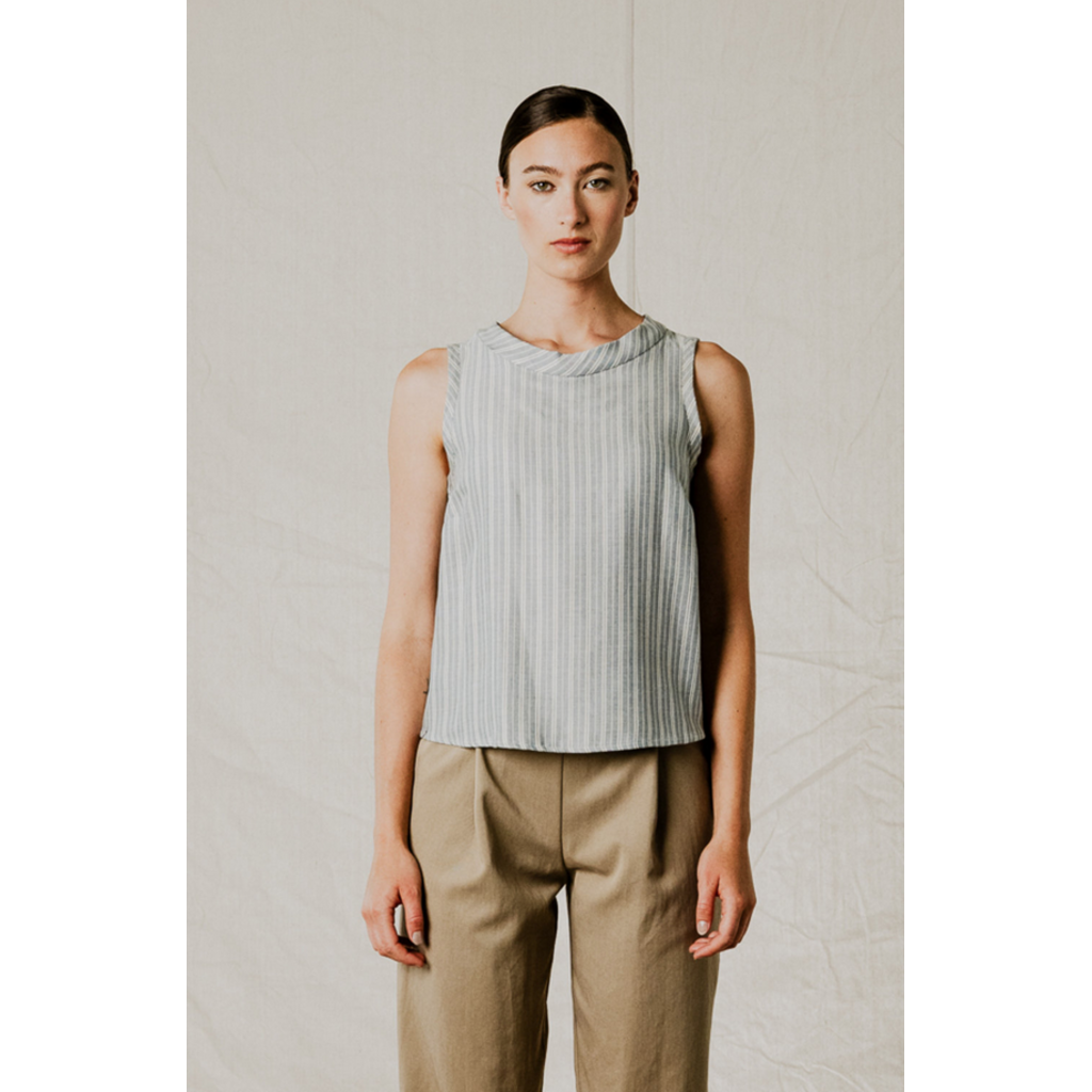 BODY BAG BODYBAG 26E TOP SANS MANCHE PACIFICA LIGNES BLEU/CREME