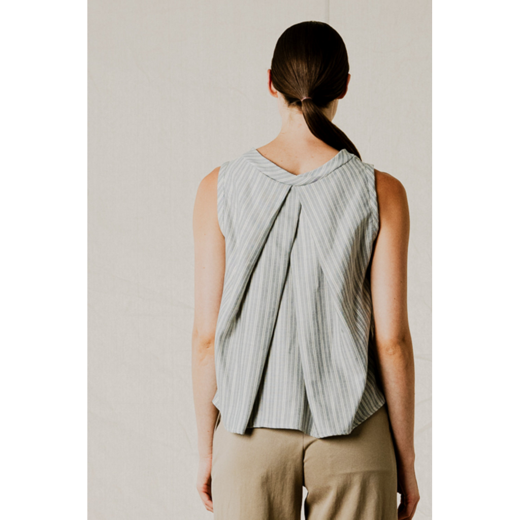 BODY BAG BODYBAG 26E TOP SANS MANCHE PACIFICA LIGNES BLEU/CREME