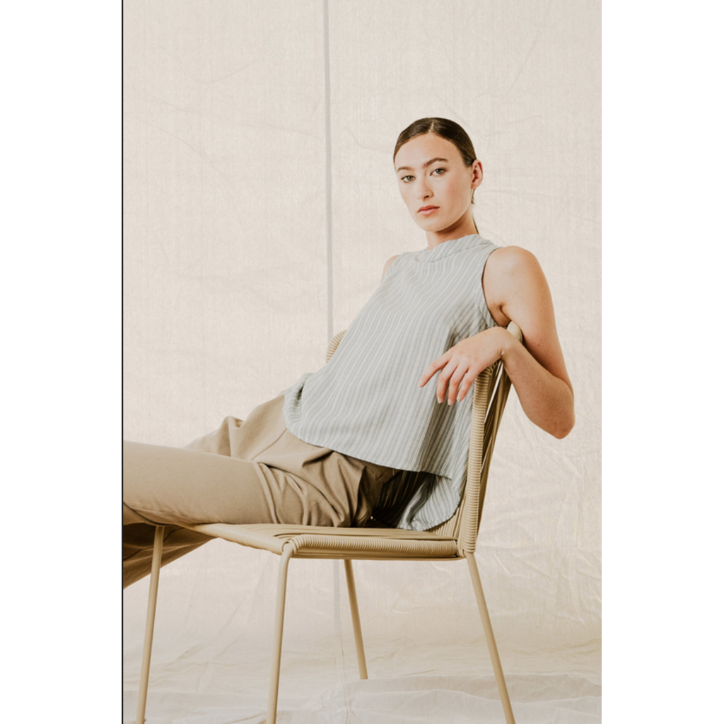 BODY BAG BODYBAG 26E TOP SANS MANCHE PACIFICA LIGNES BLEU/CREME