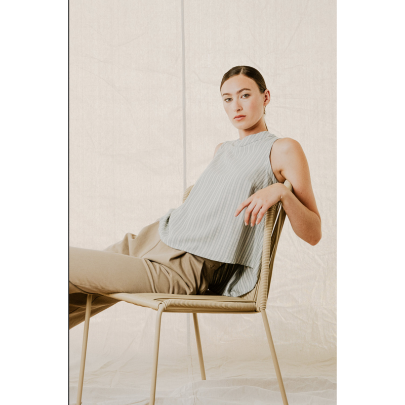 BODY BAG BODYBAG 26E TOP SANS MANCHE PACIFICA LIGNES BLEU/CREME