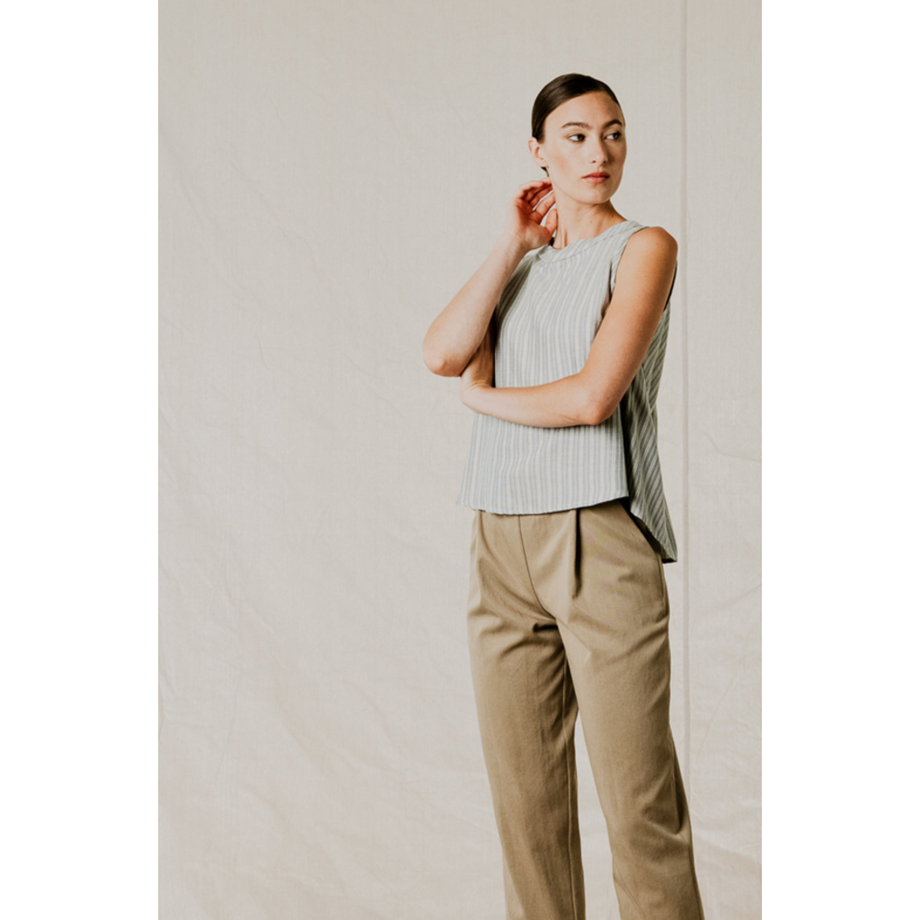 BODY BAG BODYBAG 26E TOP SANS MANCHE PACIFICA LIGNES BLEU/CREME