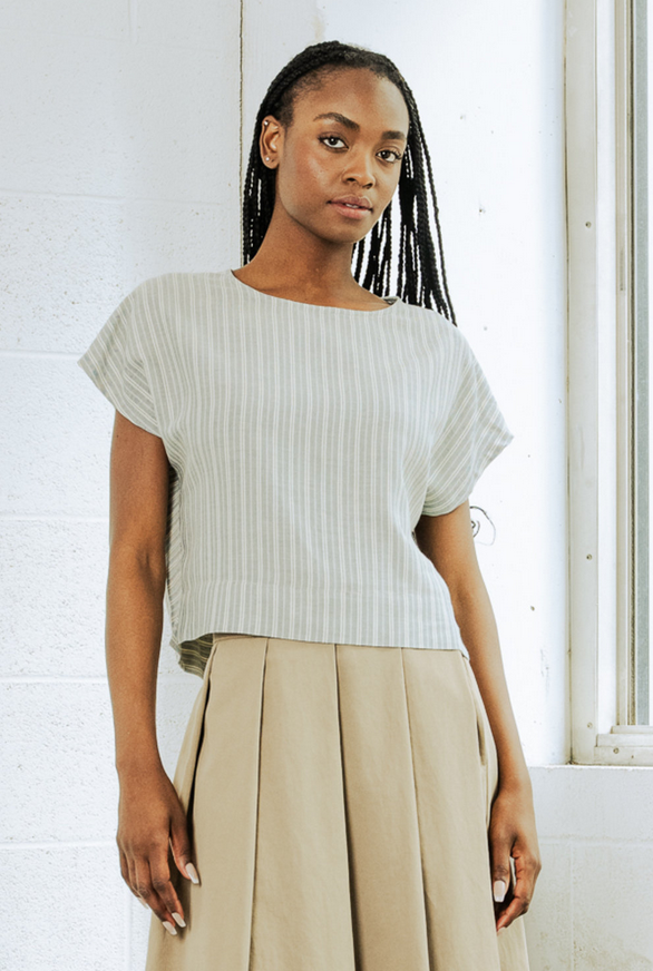 BODY BAG BODYBAG 26E TOP CARRE TOFINO LIGNES BLEU/CREME