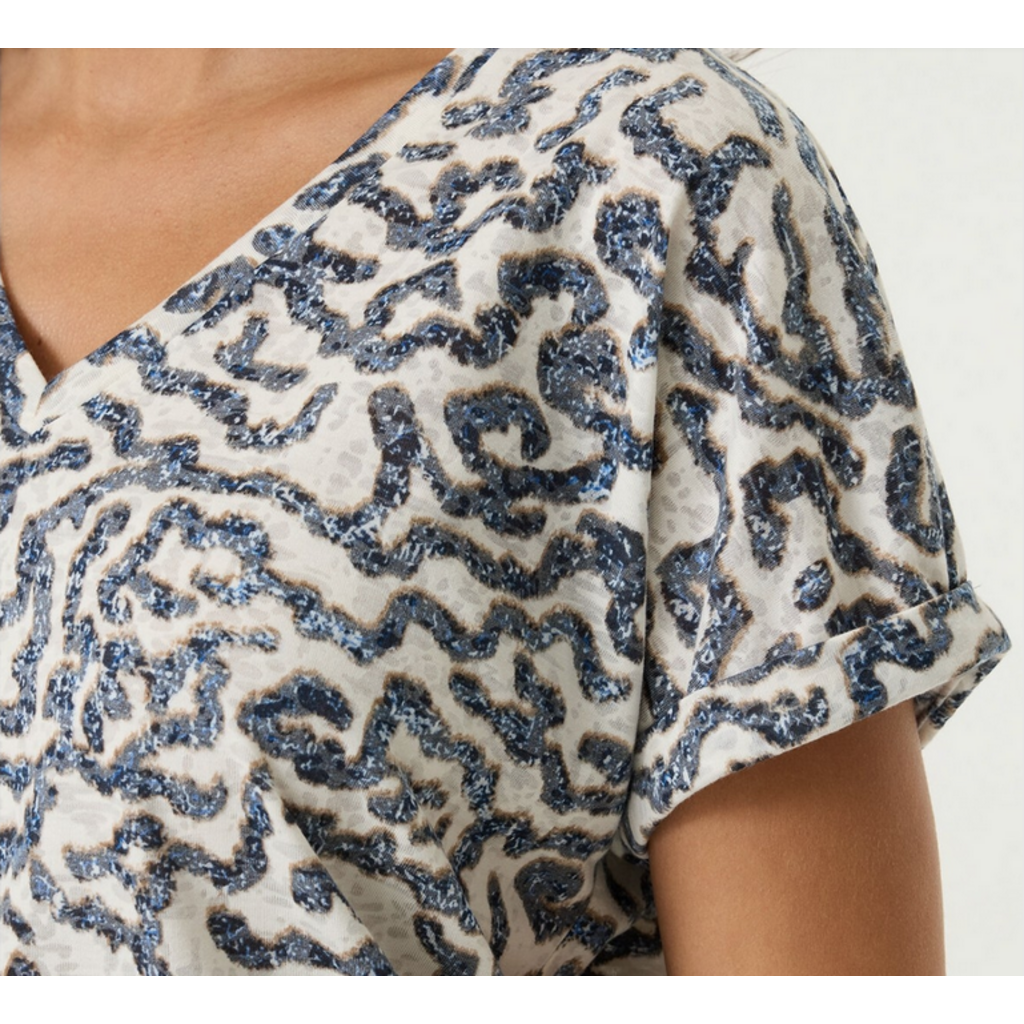 GARCIA GARCIA 26E TSHIRT COL V MOTIFS SUMMER COBALT