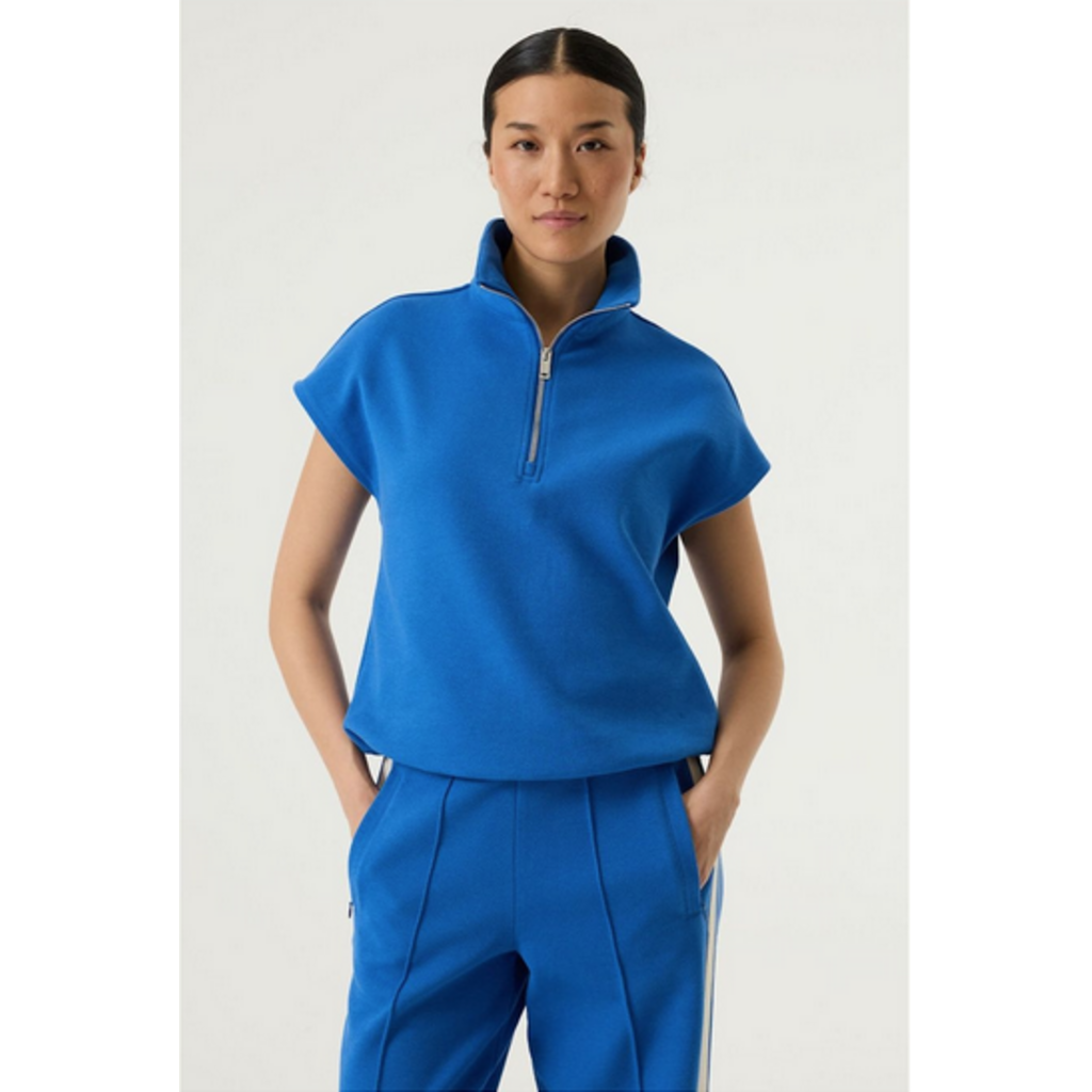 GARCIA GARCIA 26E TOP CARRE MANCHE COURTE ZIP SUMMER COBALT