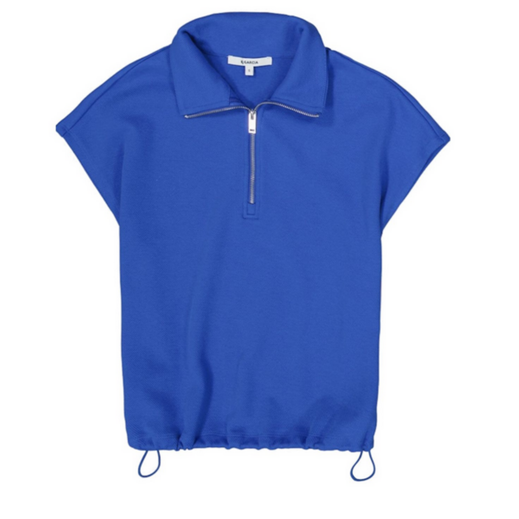 GARCIA GARCIA 26E TOP CARRE MANCHE COURTE ZIP SUMMER COBALT