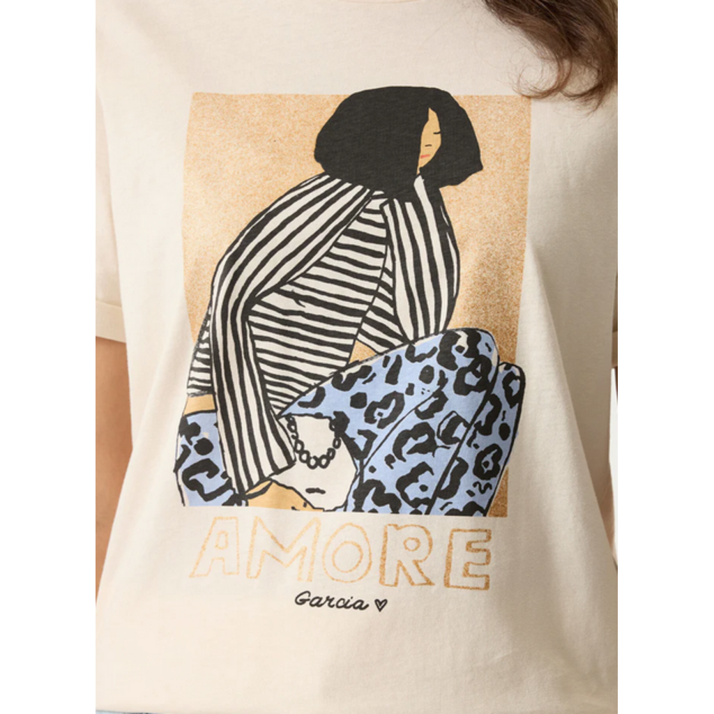 GARCIA GARCIA 26E TSHIRT PERSONNAGE AMORE WHITECAP