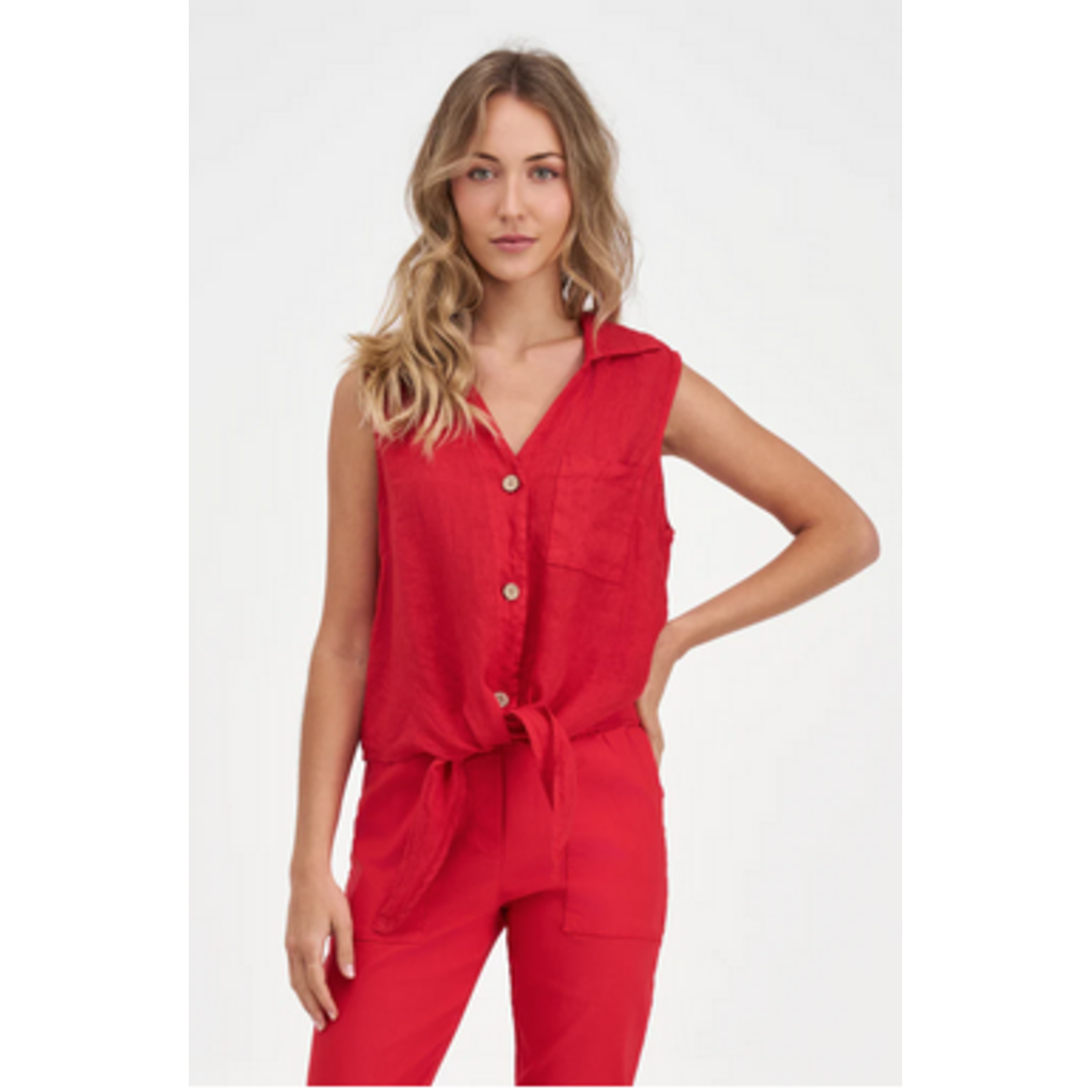 M MADE IN ITALY M MADE IN ITALY 26E 21/95533Y BLOUSE S MANCHE LIN RUBIS