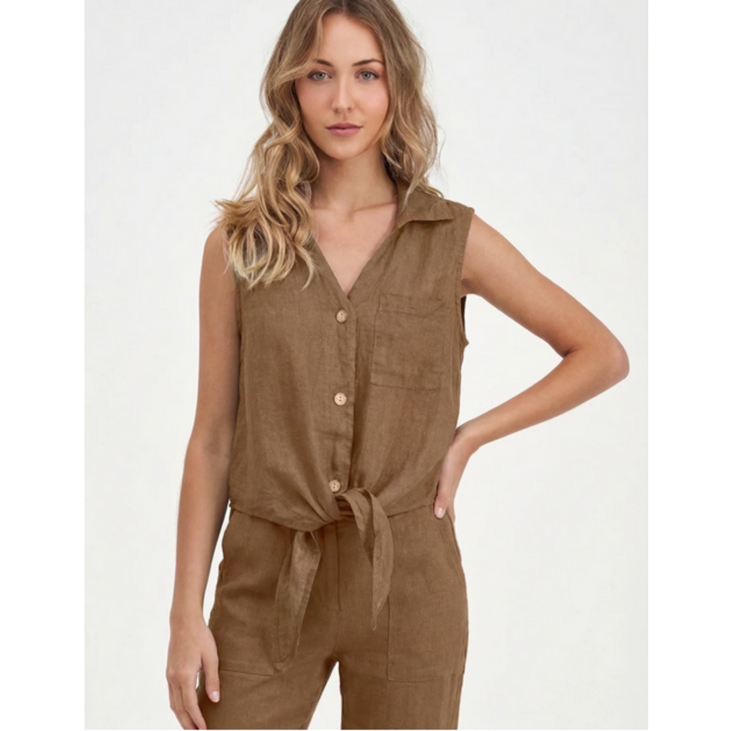 M MADE IN ITALY M MADE IN ITALY 26E 21/95533Y BLOUSE S MANCHE LIN MOKA