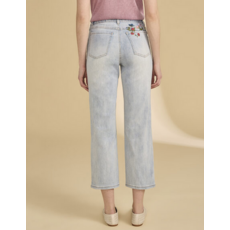 FDJ FDJ 26E 2489669 PANT CROP BRODERIE FLEURS LIGHT WASH