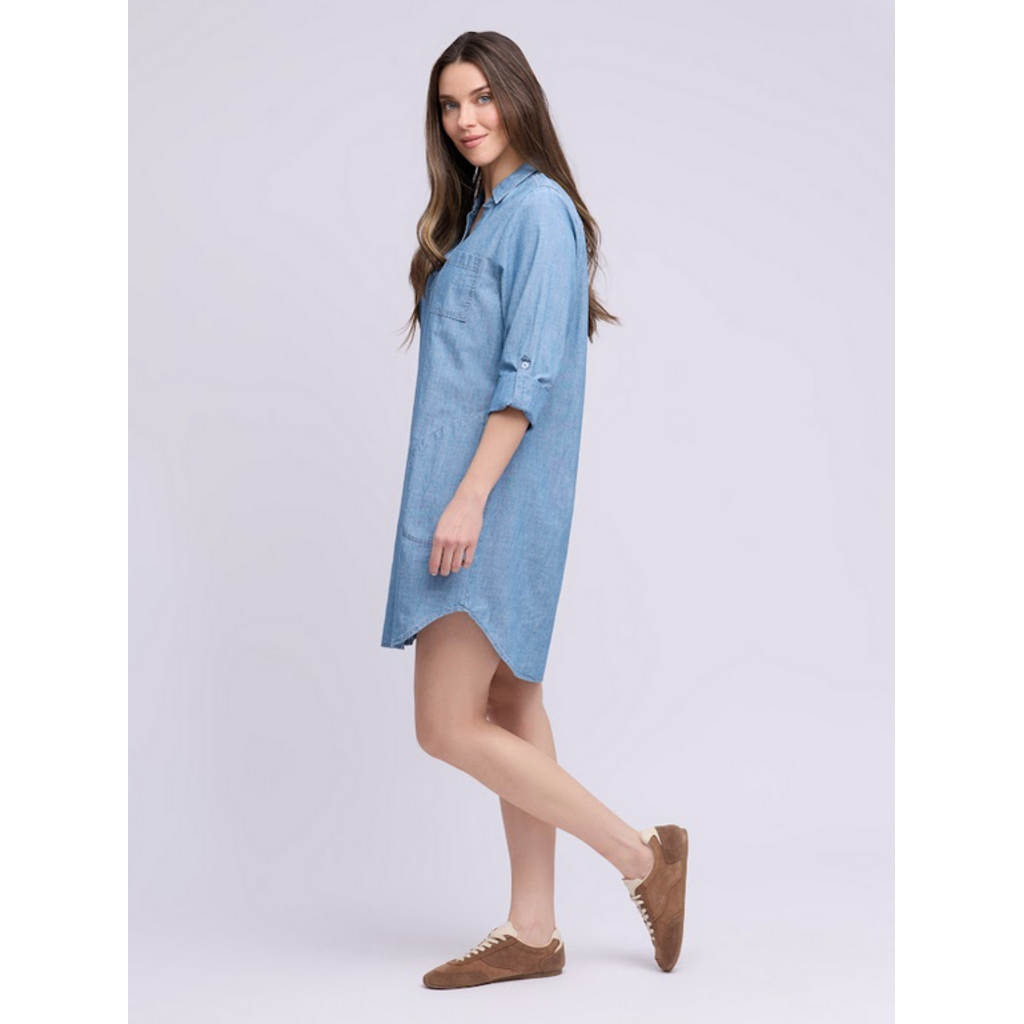 YOGA JEANS YOGA JEANS 26E ROBE COURTE AVA COL V CHAMBRAY
