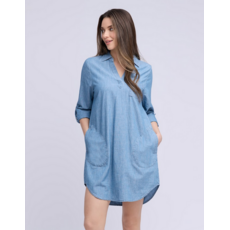 YOGA JEANS YOGA JEANS 26E ROBE COURTE AVA COL V CHAMBRAY