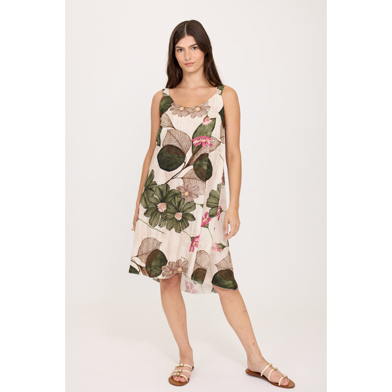 PISTACHE PISTACHE 26E ROBE S MANCHE TROPICAL PATTERN