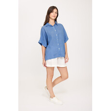 PISTACHE PISTACHE 26E BLOUSE DOS EN TRICOT AJOURE OCEAN BLUE