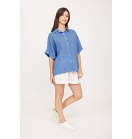 PISTACHE PISTACHE 26E BLOUSE DOS EN TRICOT AJOURE OCEAN BLUE