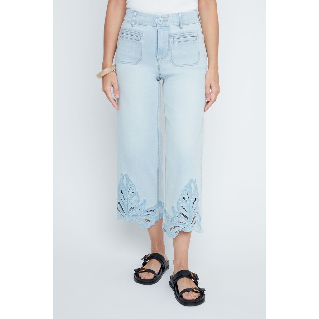 RENUAR RENUAR 26E PANT CROP WIDE BRODERIE BLEACHED WASH