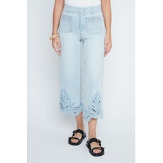 RENUAR RENUAR 26E PANT CROP WIDE BRODERIE BLEACHED WASH