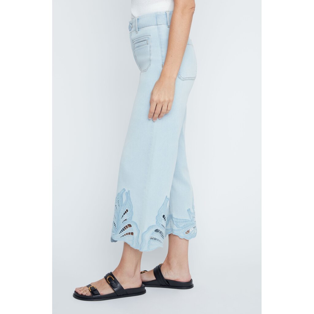 RENUAR RENUAR 26E PANT CROP WIDE BRODERIE BLEACHED WASH