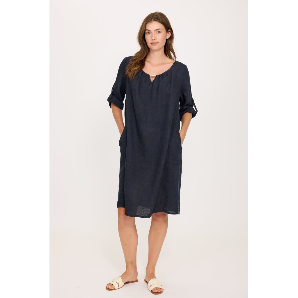 PISTACHE PISTACHE 26E ROBE GOUTTE DEAU LIN MIDNIGHT NAVY
