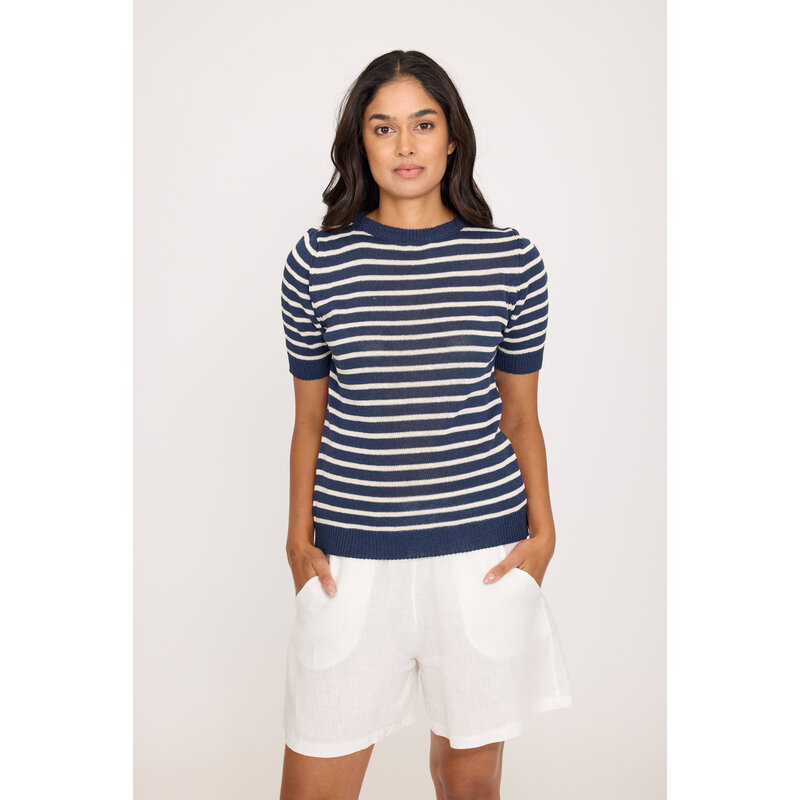 PISTACHE PISTACHE 26E TRICOT M COURTE NAVY W/ WHITE STRIPES