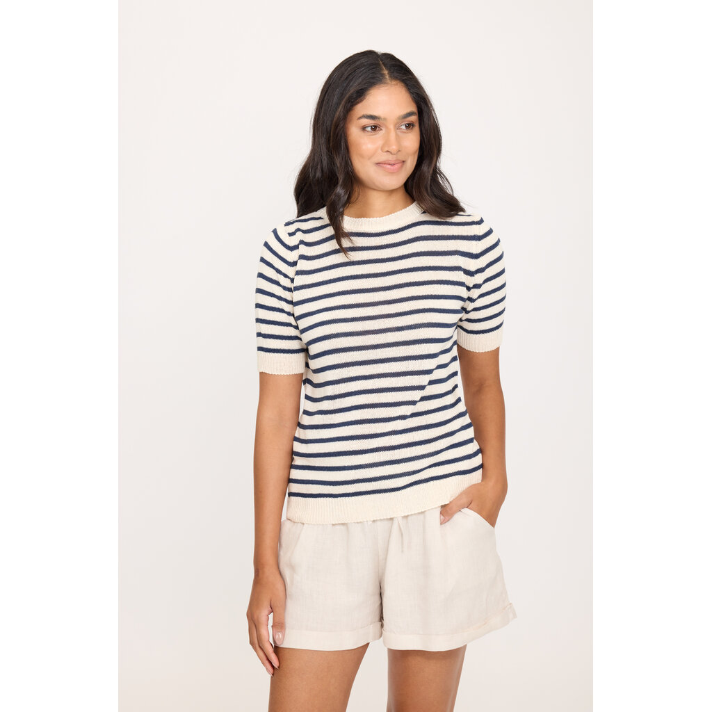 PISTACHE PISTACHE 26E TRICOT M COURTE WHITE W/ NAVY STRIPES