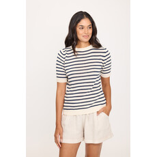 PISTACHE PISTACHE 26E TRICOT M COURTE WHITE W/ NAVY STRIPES