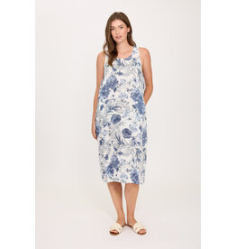 PISTACHE PISTACHE 26E ROBE S MANCHE ELASTIC BLUE FLORAL