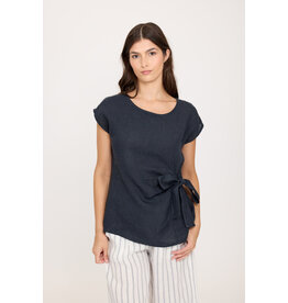 PISTACHE PISTACHE 26E TOP S MANCHE NOEUD LIN NAVY