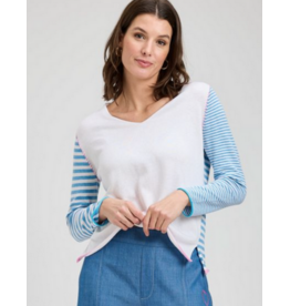 ZAKET AND PLOVER ZAKET AND PLOVER 26E VARIED STRIPE VEE WHITE